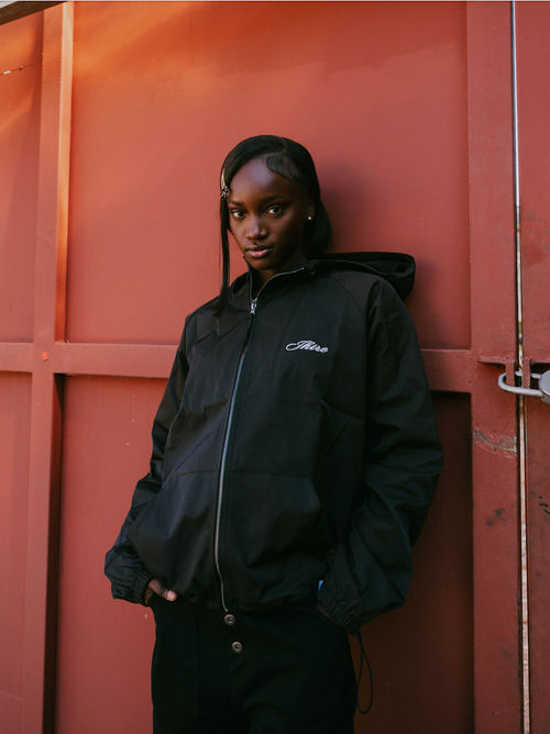 Black Hooded Track Jacket